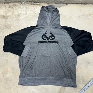 Realtree By RZO Men's Gray Black‎ Raglan Hoodie 2XL Polyester